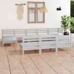 Set mobilier de grădină, 10 piese, alb, lemn masiv de pin GartenMobel Dekor