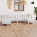 Set mobilier de grădină, 6 piese, alb, lemn masiv de pin GartenMobel Dekor