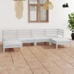 Set mobilier de grădină, 6 piese, alb, lemn masiv de pin GartenMobel Dekor