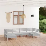 Set mobilier de grădină, 6 piese, alb, lemn masiv de pin GartenMobel Dekor