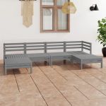 Set mobilier de grădină, 6 piese, gri, lemn masiv de pin GartenMobel Dekor