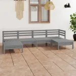 Set mobilier de grădină, 6 piese, gri, lemn masiv de pin GartenMobel Dekor