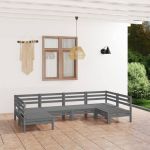 Set mobilier de grădină, 6 piese, gri, lemn masiv de pin GartenMobel Dekor