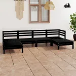 Set mobilier de grădină, 6 piese, negru, lemn masiv de pin GartenMobel Dekor