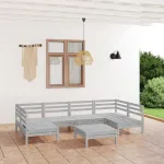 Set mobilier de grădină, 7 piese, alb, lemn masiv de pin GartenMobel Dekor