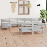 Set mobilier de grădină, 9 piese, alb, lemn masiv de pin GartenMobel Dekor