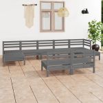 Set mobilier de grădină, 9 piese, gri, lemn masiv de pin GartenMobel Dekor