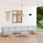 Set mobilier relaxare grădină, 8 piese, alb, lemn masiv de pin GartenMobel Dekor