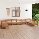 Set relaxare de grădină, 10 piese, maro miere, lemn masiv pin GartenMobel Dekor