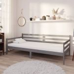 Pat de zi cu saltea, gri, 90x200 cm, lemn masiv de pin GartenMobel Dekor