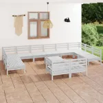 Set mobilier de grădină, 13 piese, alb, lemn masiv de pin GartenMobel Dekor