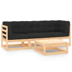 Set mobilier de grădină cu perne, 4 piese, lemn masiv de pin GartenMobel Dekor