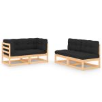 Set mobilier de grădină cu perne, 4 piese, lemn masiv de pin GartenMobel Dekor