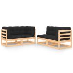 Set mobilier de grădină cu perne, 4 piese, lemn masiv de pin GartenMobel Dekor