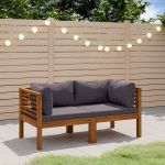 Canapea de grădină cu 2 locuri, cu perne, lemn masiv de acacia GartenMobel Dekor