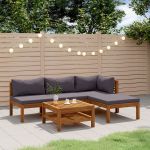 Set mobilier de grădină cu perne, 5 piese, lemn masiv acacia GartenMobel Dekor