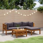 Set mobilier de grădină cu perne, 5 piese, lemn masiv acacia GartenMobel Dekor