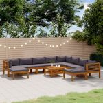 Set mobilier grădină cu perne, 11 piese, lemn masiv de acacia GartenMobel Dekor
