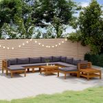 Set mobilier grădină cu perne, 12 piese, lemn masiv de acacia GartenMobel Dekor