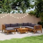 Set mobilier grădină cu perne, 8 piese, lemn masiv acacia GartenMobel Dekor