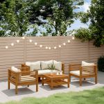 Set mobilier grădină cu perne crem, 5 piese, lemn masiv acacia GartenMobel Dekor