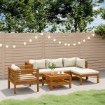 Set mobilier grădină cu perne crem, 6 piese, lemn masiv acacia GartenMobel Dekor