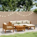 Set mobilier grădină cu perne crem, 6 piese, lemn masiv acacia GartenMobel Dekor
