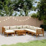 Set mobilier grădină cu perne crem, 9 piese, lemn masiv acacia GartenMobel Dekor