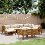 Set mobilier grădină cu perne crem 10 piese lemn masiv acacia GartenMobel Dekor