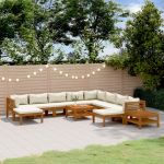 Set mobilier grădină cu perne crem 12 piese lemn masiv acacia GartenMobel Dekor