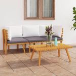 Set mobilier de grădină cu perne, 3 piese, lemn masiv acacia GartenMobel Dekor