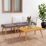 Set mobilier de grădină cu perne, 4 piese, lemn masiv de acacia GartenMobel Dekor