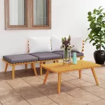 Set mobilier de grădină cu perne, 4 piese, lemn masiv de acacia GartenMobel Dekor