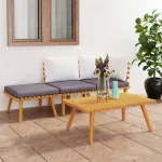 Set mobilier de grădină cu perne, 4 piese, lemn masiv de acacia GartenMobel Dekor