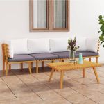 Set mobilier de grădină cu perne, 4 piese, lemn masiv de acacia GartenMobel Dekor