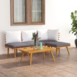 Set mobilier de grădină cu perne, 5 piese, lemn masiv acacia GartenMobel Dekor