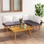 Set mobilier de grădină cu perne, 5 piese, lemn masiv acacia GartenMobel Dekor