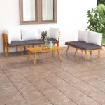 Set mobilier de grădină cu perne, 5 piese, lemn masiv de acacia GartenMobel Dekor