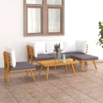 Set mobilier de grădină cu perne, 6 piese, lemn masiv acacia GartenMobel Dekor