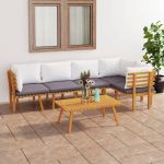 Set mobilier de grădină cu perne, 6 piese, lemn masiv acacia GartenMobel Dekor