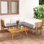 Set mobilier de grădină cu perne, 6 piese, lemn masiv acacia GartenMobel Dekor
