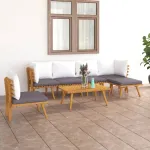 Set mobilier de grădină cu perne, 7 piese, lemn masiv acacia GartenMobel Dekor