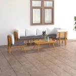 Set mobilier de grădină cu perne, 7 piese, lemn masiv acacia GartenMobel Dekor
