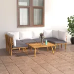 Set mobilier de grădină cu perne, 7 piese, lemn masiv acacia GartenMobel Dekor