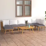 Set mobilier de grădină cu perne, 8 piese, lemn masiv acacia GartenMobel Dekor