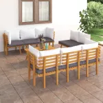 Set mobilier de grădină cu perne, 8 piese, lemn masiv de acacia GartenMobel Dekor