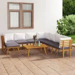 Set mobilier grădină cu perne, 9 piese, lemn masiv de acacia GartenMobel Dekor