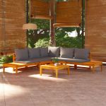 Set mobilier grădină cu perne gri închis, 4 piese, lemn acacia GartenMobel Dekor