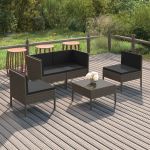 Set mobilier de grădină cu perne, 5 piese, gri, poliratan GartenMobel Dekor