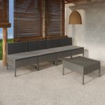 Set mobilier de grădină cu perne, 5 piese, gri, poliratan GartenMobel Dekor